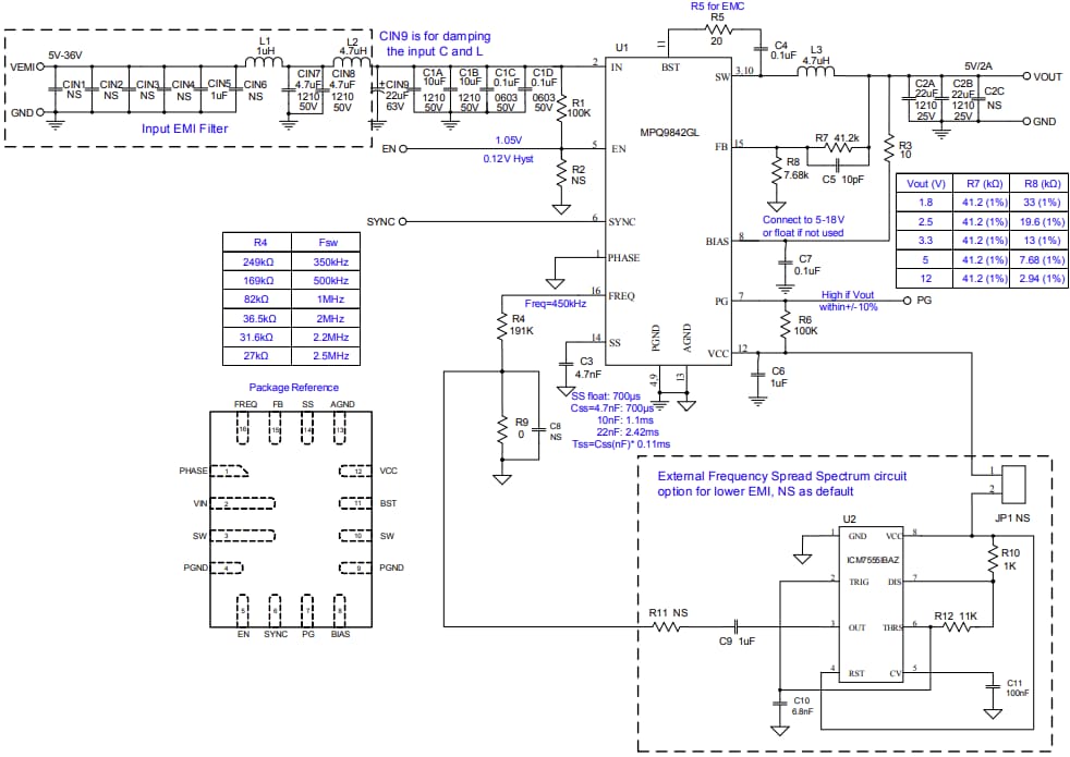 Schematic - Monolithic Power Systems (MPS) EVQ9842 Evaluation Board