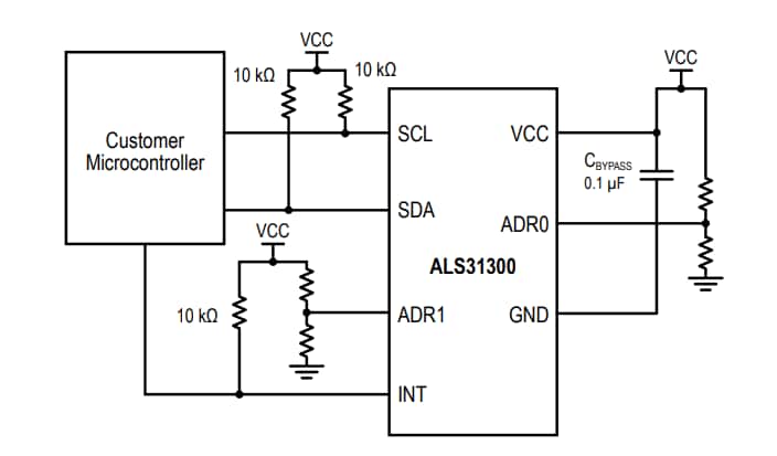 Applikations-Schaltungsdiagramm - Allegro MicroSystems Lineare 3D-Hall-Effekt-Sensoren der Baureihe ALS31300