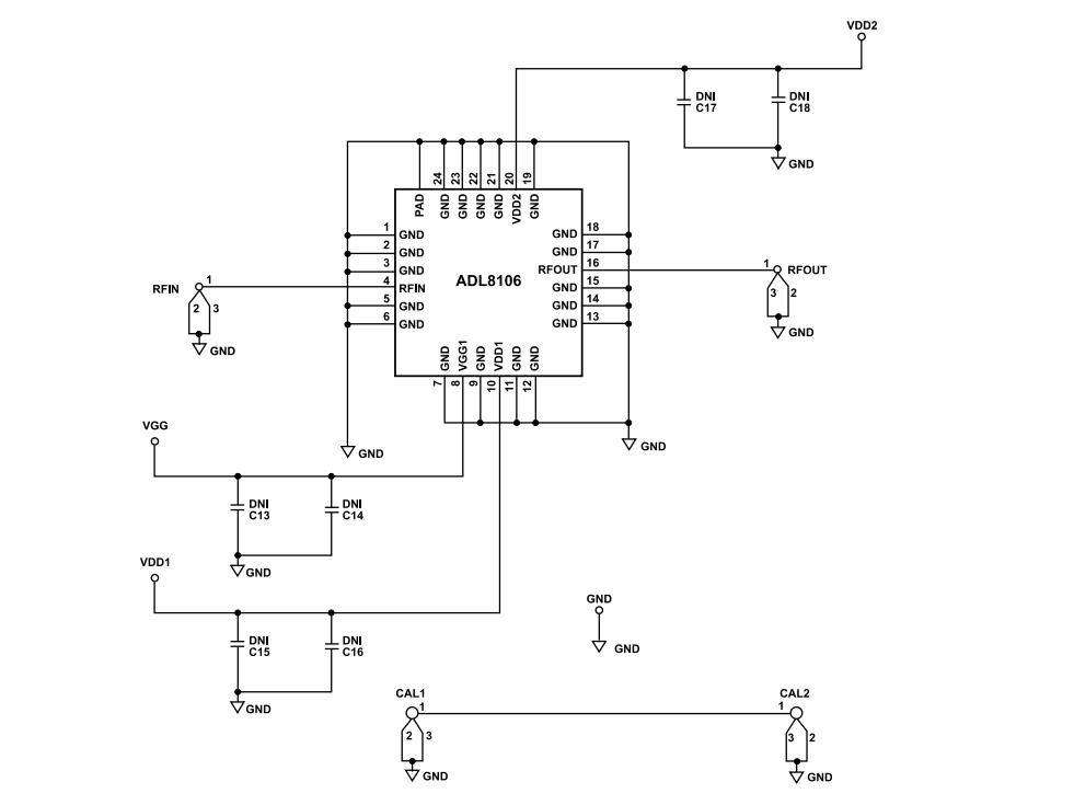 Schaltplan - Analog Devices Inc. ADL8106-EVALZ Evaluierungsboard