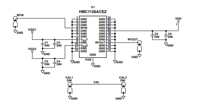 Schaltplan - Analog Devices Inc. HMC1126-EVALZ Evaluierungsboard