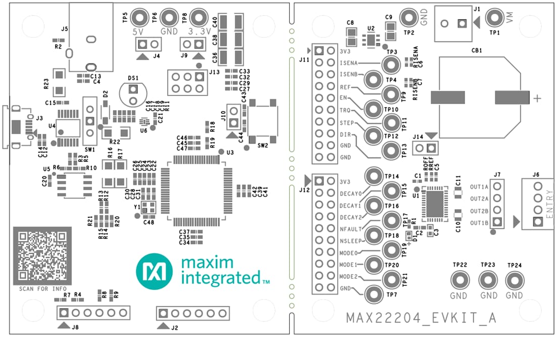 Technische Zeichnung - Analog Devices / Maxim Integrated MAX22204EVKIT Motortreiber-Evaluierungskit
