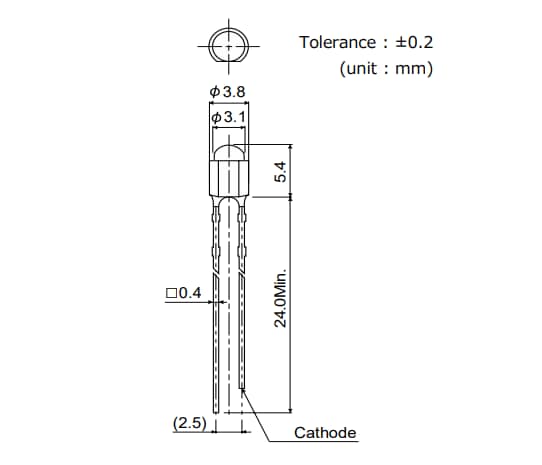 Technische Zeichnung - ROHM Semiconductor SLI-343x Mehrfarbige LEDs zur Durchsteckmontage