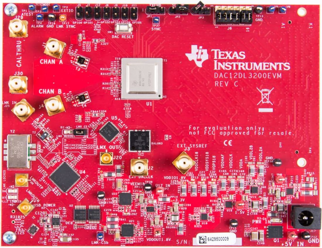 Technische Zeichnung - Texas Instruments DAC12DL3200EVM DAC-Evaluierungsmodul (EVM)