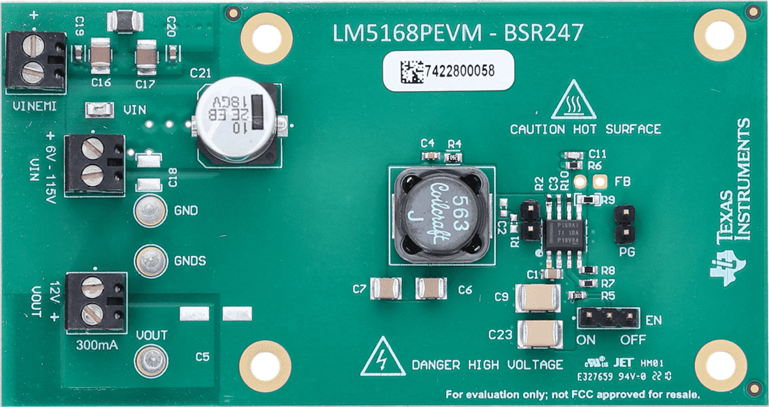 Technische Zeichnung - Texas Instruments LM5168PEVM Regler-Evaluierungsmodul (EVM)