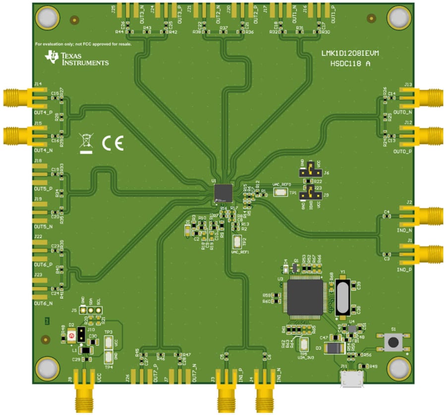 Technische Zeichnung - Texas Instruments LMK1D1208IEVM LVDS-Puffer-Evaluierungsmodul