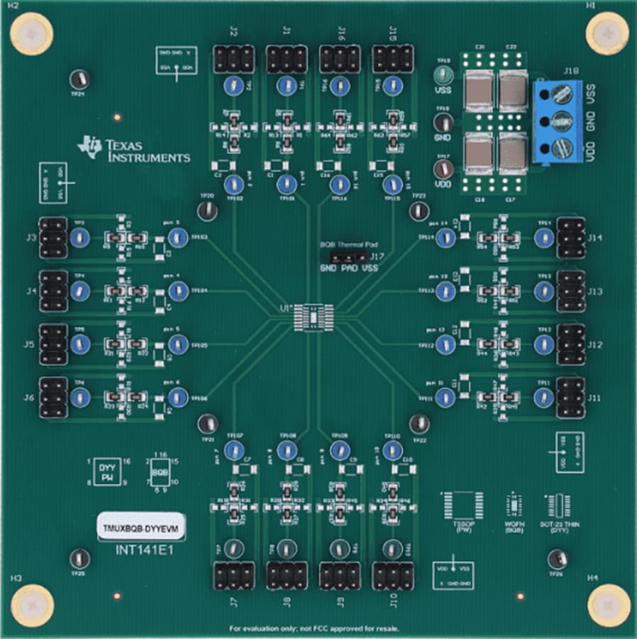 Technische Zeichnung - Texas Instruments TMUXBQB-DYYEVM Multiplexer-Evaluierungsmodul