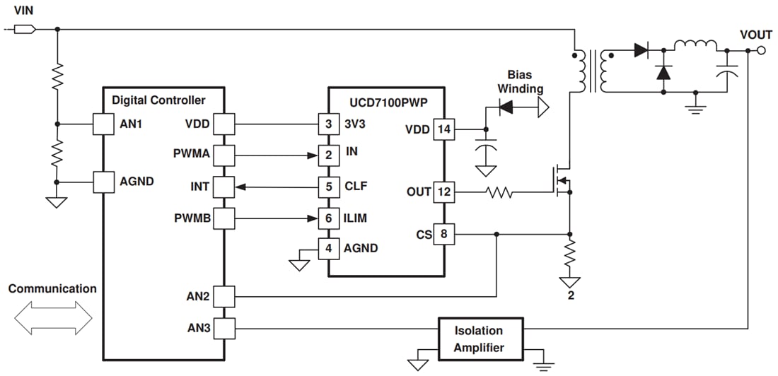 Schaltplan - Texas Instruments UCD7100 Low-Side-MOSFET-Treiber