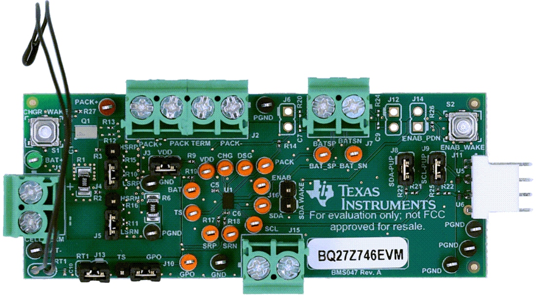 Technische Zeichnung - Texas Instruments bq27Z746EVM-047 Batteriemanager-Evaluierungsmodul