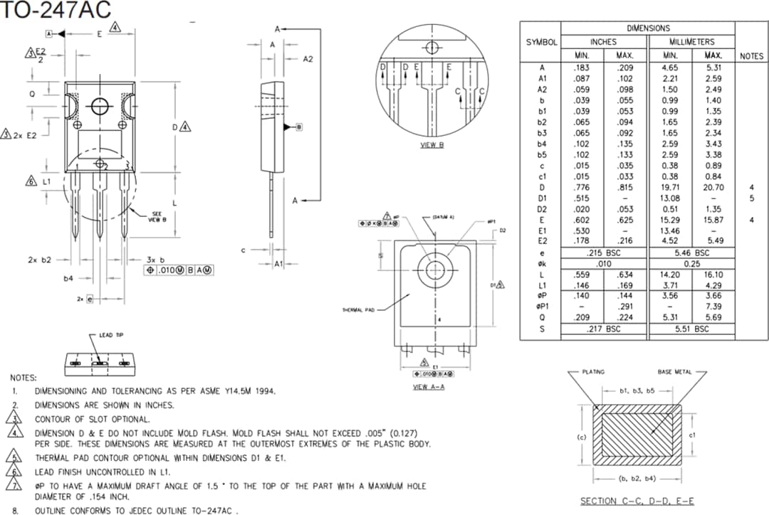 Technische Zeichnung - Infineon Technologies 100 V bis 150 V StrongIRFET™ Leistungs-MOSFETs
