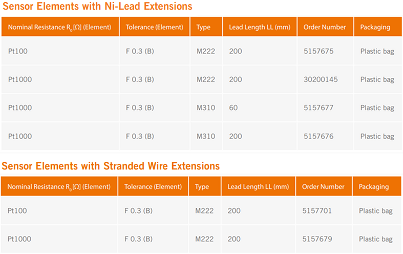 YAGEO Nexensos Sensorelemente mit Verlängerungen