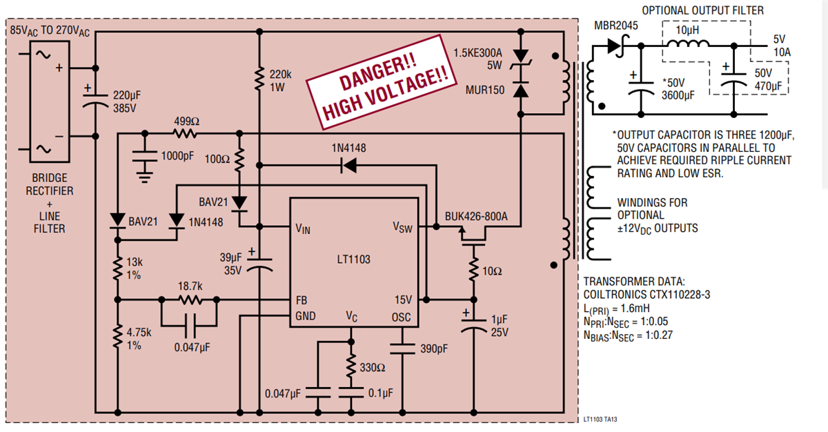 Analog Devices Inc. LT1105 Offline-Schaltregler