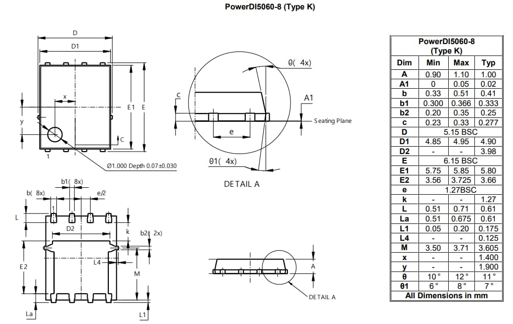 Technische Zeichnung - Diodes Incorporated DMTH41M2SPSQ N-Kanal Enhancement-Modus MOSFET
