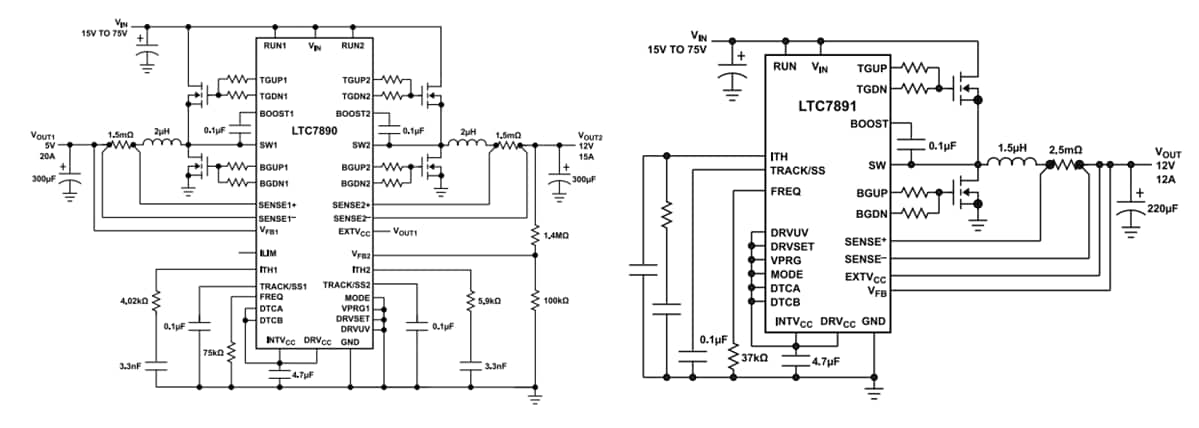 Applikations-Schaltungsdiagramm - Analog Devices Inc. LTC7890/1 Synchrone Abwärtsregler