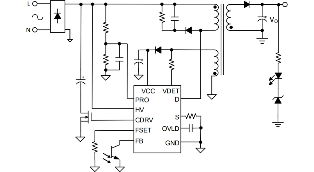 Applikations-Schaltungsdiagramm - Renesas Electronics RAA223181 900-V-Offline-Flyback-Regler