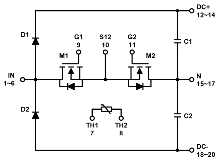 Schaltplan - onsemi NXH020U90MNF2 Siliziumkarbid(SiC)-Module