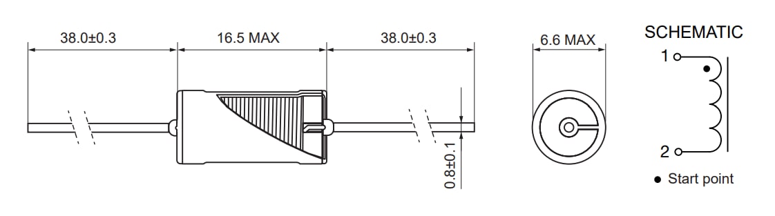 Technische Zeichnung - Signal Transformer / Bel SFAPI feste axiale Leistungsinduktivitäten