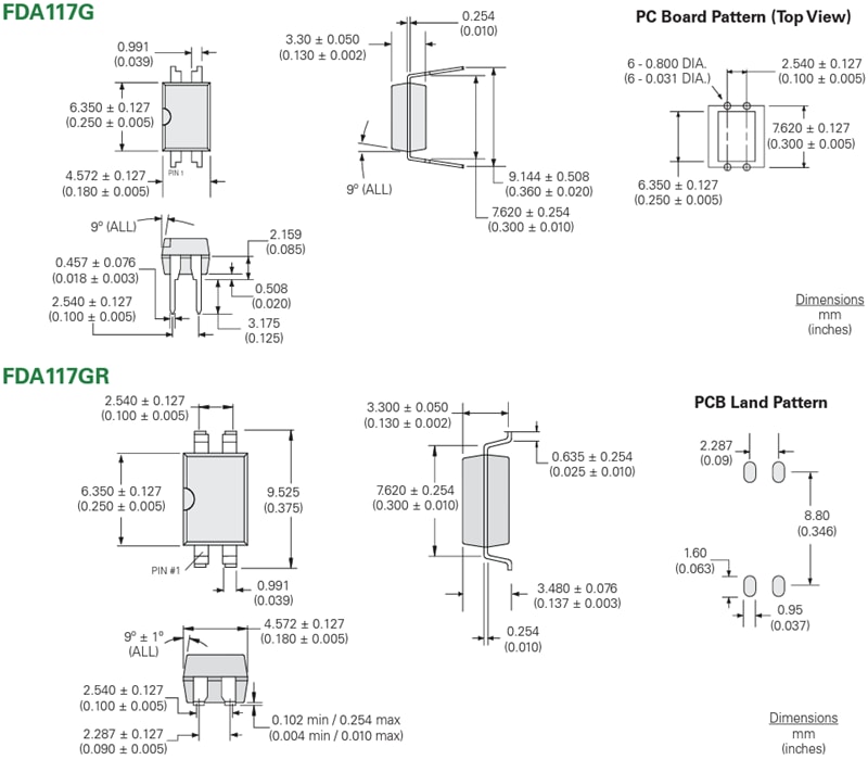 Technische Zeichnung - Littelfuse FDA117 PPhotovoltaik-MOSFET-Treiber