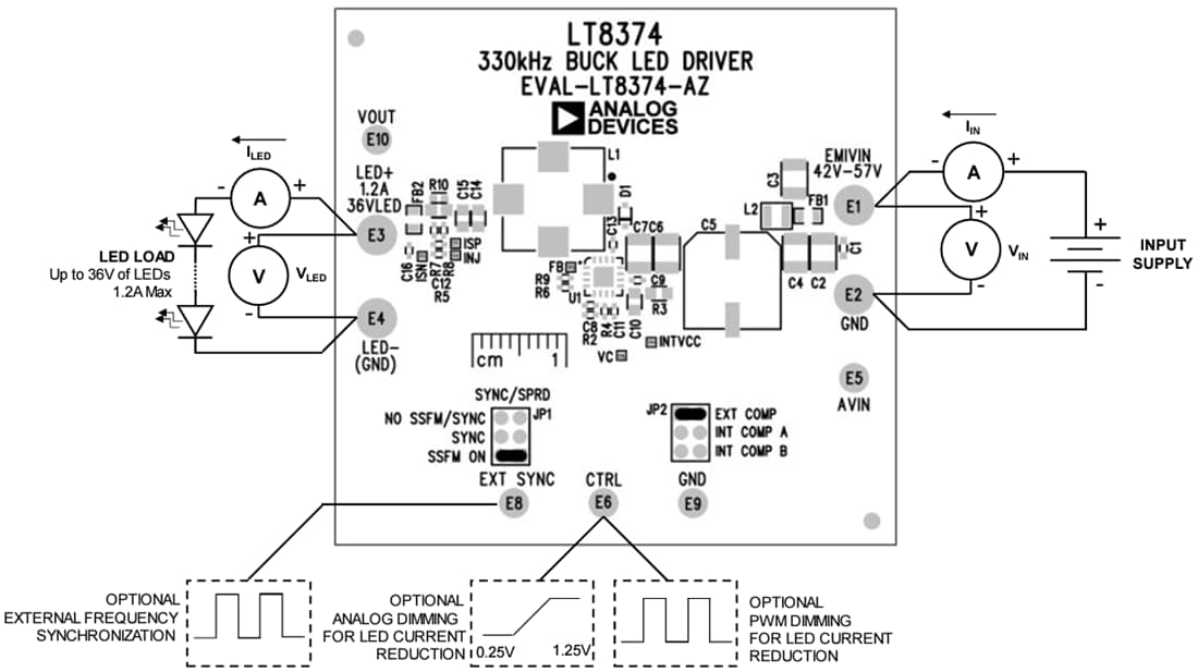 Schaltplan - Analog Devices Inc. EVAL-LT8374-AZ LED-Treiber-Evaluierungsboard