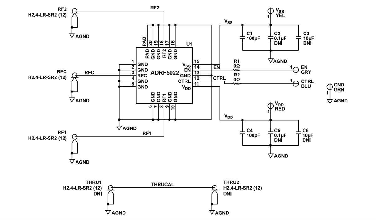 Schaltplan - Analog Devices Inc. ADRF5022-EVALZ Evaluierungsboard