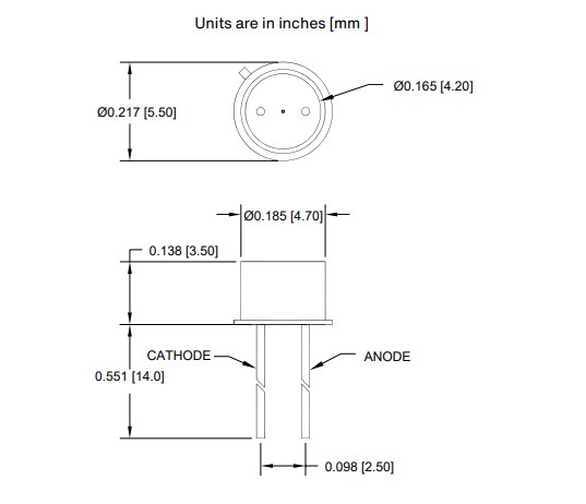 Mechanical Drawing - Advanced Photonix APX-SC00025 Silicon Carbide Photodiode