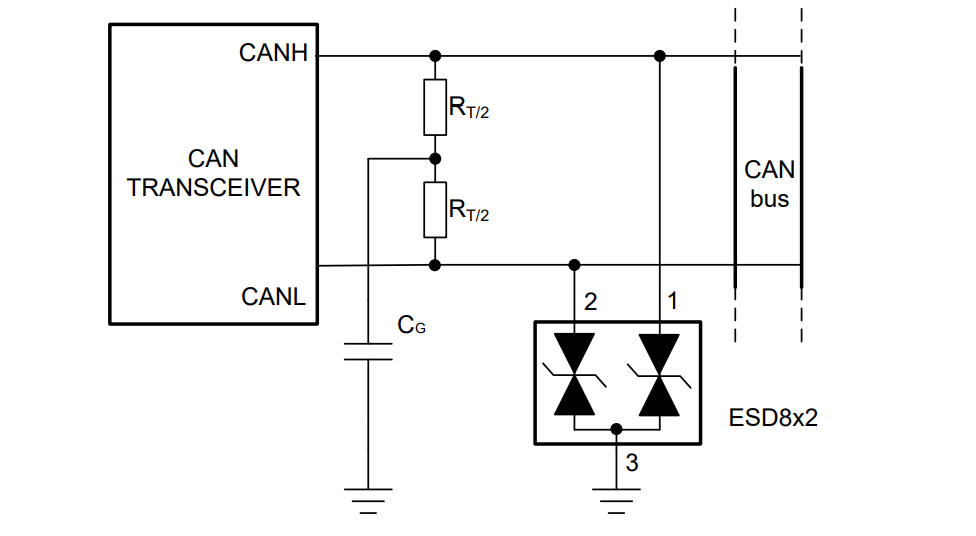 Applikations-Schaltungsdiagramm - Texas Instruments ESD8x2 36-V-Zweikanal-ESD-Schutzdioden