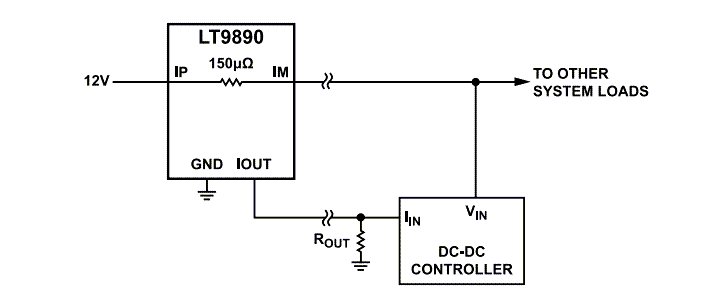 Applikations-Schaltungsdiagramm - Analog Devices Inc. LT9890 150-A-Stromwächter