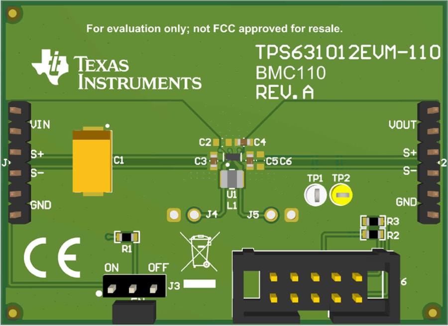 Technische Zeichnung - Texas Instruments TPS631012EVM Wandler-Evaluierungsmodul
