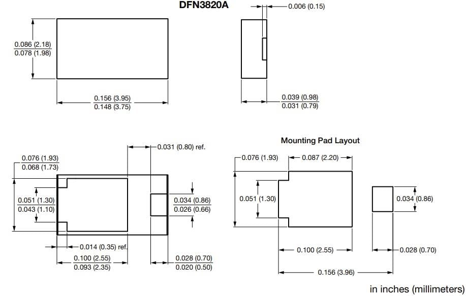 Technische Zeichnung - Vishay DFN3820A Trench-MOS-Barrier-Schottky-Gleichrichter