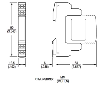 Technische Zeichnung - Bourns 2510 und 2520 Daten- und Signal-SPDs