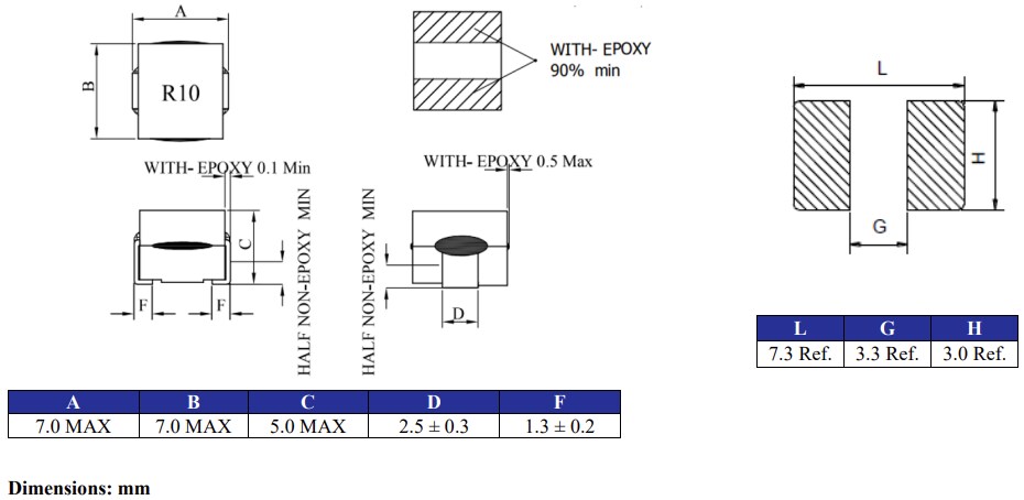 Mechanical Drawing - Abracon AMSLA-Q7050 Automotive Stacked Inductors