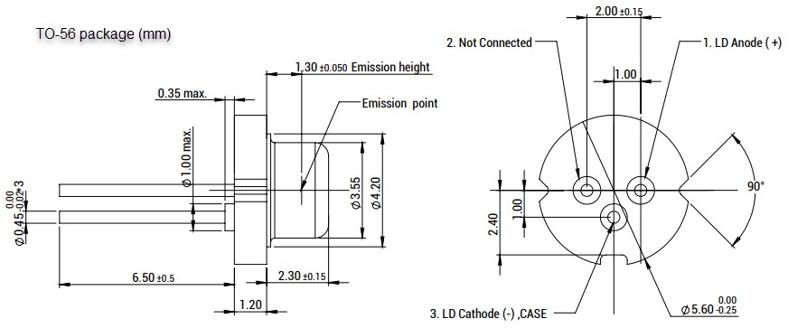 Mechanical Drawing - Coherent ST905A13 Laser Diode