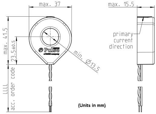 Technische Zeichnung - Pulse Egston Rogowski RC01/03/05 Spulen-Stromsensoren