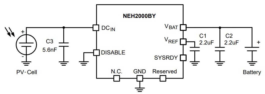 Applikations-Schaltungsdiagramm - Nexperia NEH2000BYJ Energy Harvesting-PMIC