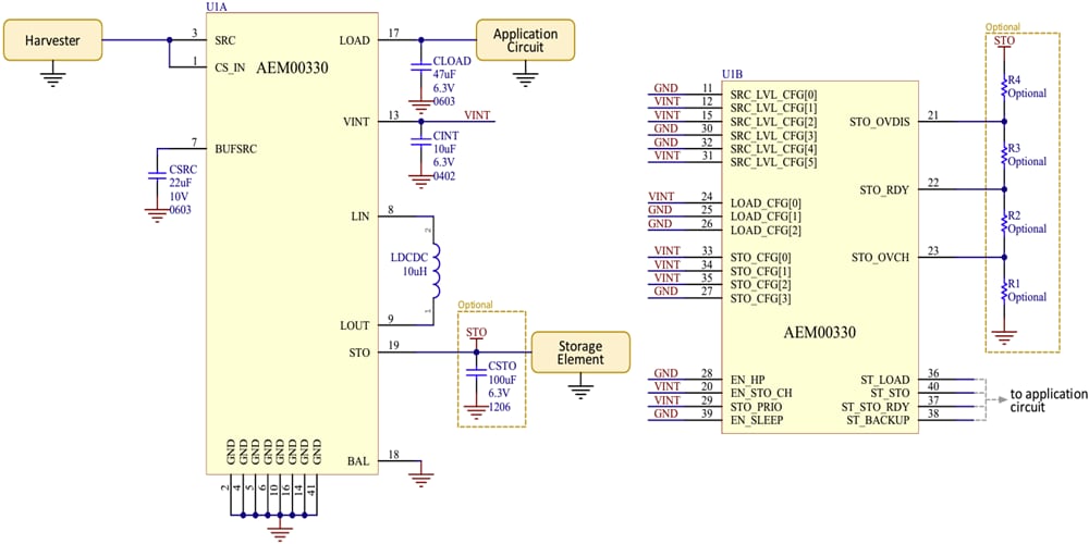 Schematic - e-peas AEM00330 Ambient Energy Manager