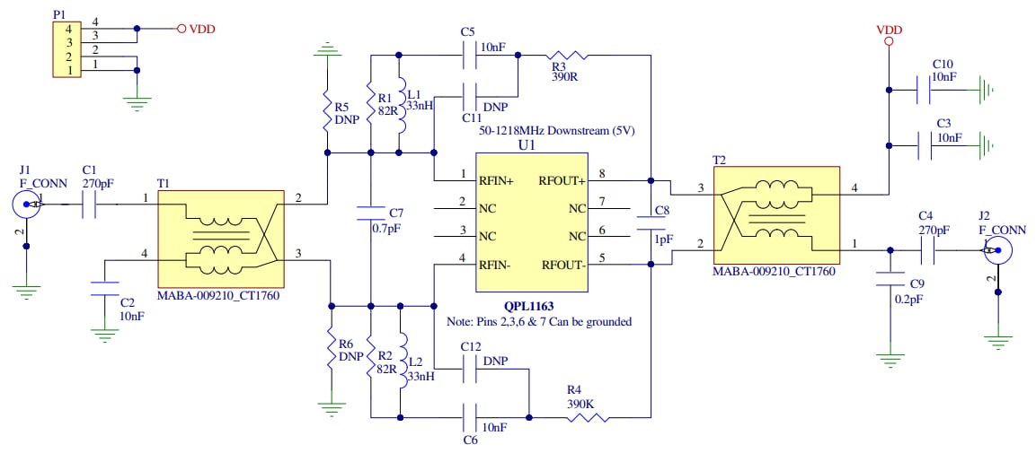 Schaltplan - Qorvo QPL1163EVB Evaluierungsboards