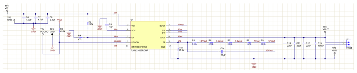 Schaltplan - Texas Instruments TLVM23625EVM Evaluierungsmodul (EVM)