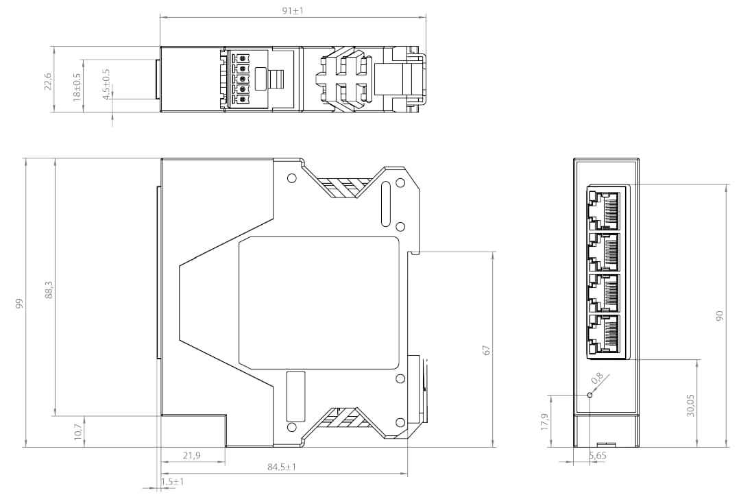 Brainboxes SW-514 Industrial 4-Port Gigabit Ethernet Switch