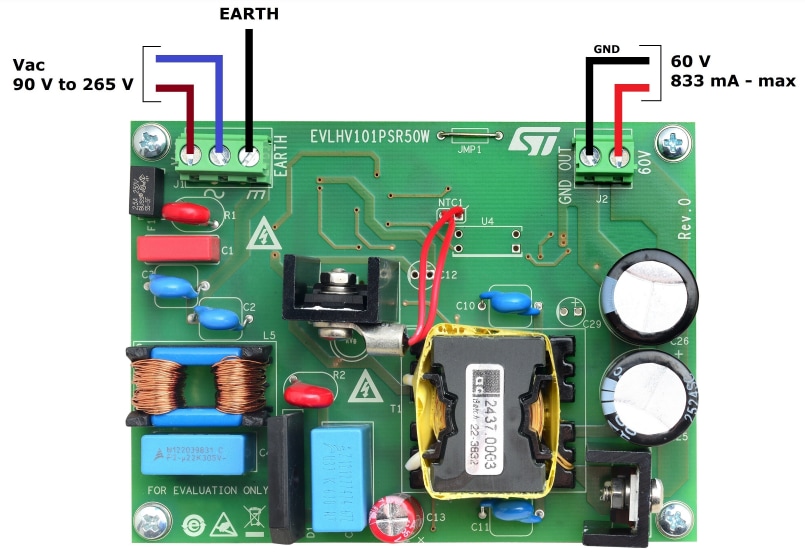 Infografik - STMicroelectronics EVLHV101PSR50W 50-W-Wandler