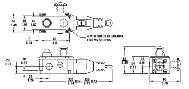 Technische Zeichnung - Omron Industrial Automation ER6022-SS Edelstahl-Seilzugschalter