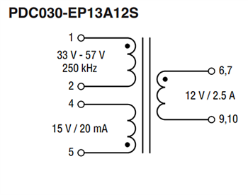 Schaltplan - Bourns PDC DC/DC-Impulstransformatoren