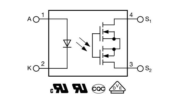 Applikations-Schaltungsdiagramm - Vishay Semiconductors VOR1060M4 1-Form-A-Halbleiterrelais