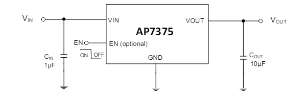 Applikations-Schaltungsdiagramm - Diodes Incorporated AP7375x 300 mA ULDO-Regler