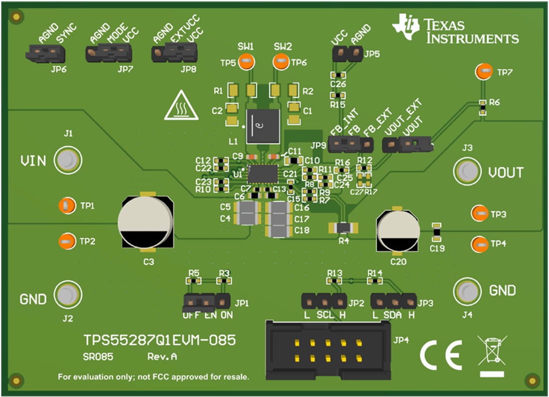 Technische Zeichnung - Texas Instruments TPS55287Q1EVM-085 Wandler-Evaluierungsmodul