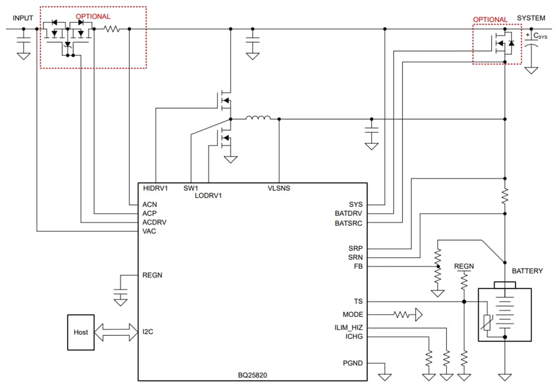 Schaltplan - Texas Instruments bq25820 Abwärts-Batterieladeregler