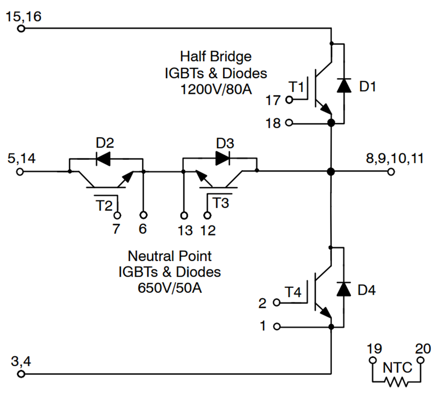 Schaltplan - onsemi NXH80T120L2Q0S2/P2G und Q0PACK Leistungsmodule