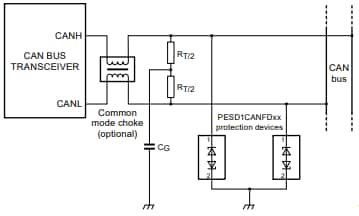 Applikations-Schaltungsdiagramm - Nexperia PESD1CANFD ESD-Schutzdioden