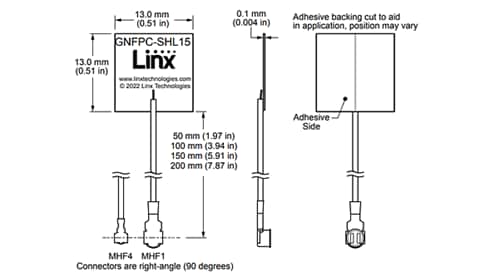 Tabelle - TE Connectivity / Linx Technologies ANT-GNFPC-SAHL1 Flexible eingebettete L1-GNSS-Antennen