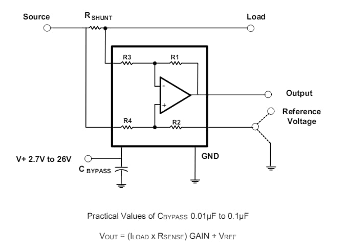 Applikations-Schaltungsdiagramm - Diodes Incorporated ZXCT199Q Bidirektionale Stromüberwachungsbauteile
