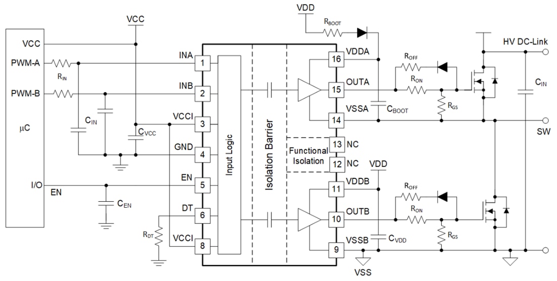 Schaltplan - Texas Instruments UCC21331/UCC21331-Q1 Isolierte Gate-Treiber