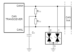 Applikations-Schaltungsdiagramm - Texas Instruments ESD2CANx-Q1 ESD-Schutzdioden